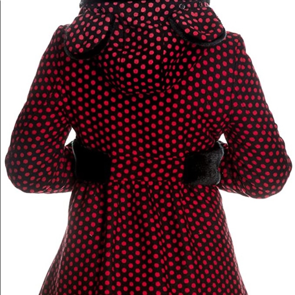 Hell Bunny Polka Dot Toggle Coat w/ faux Fur Trim - Picture 2 of 3
